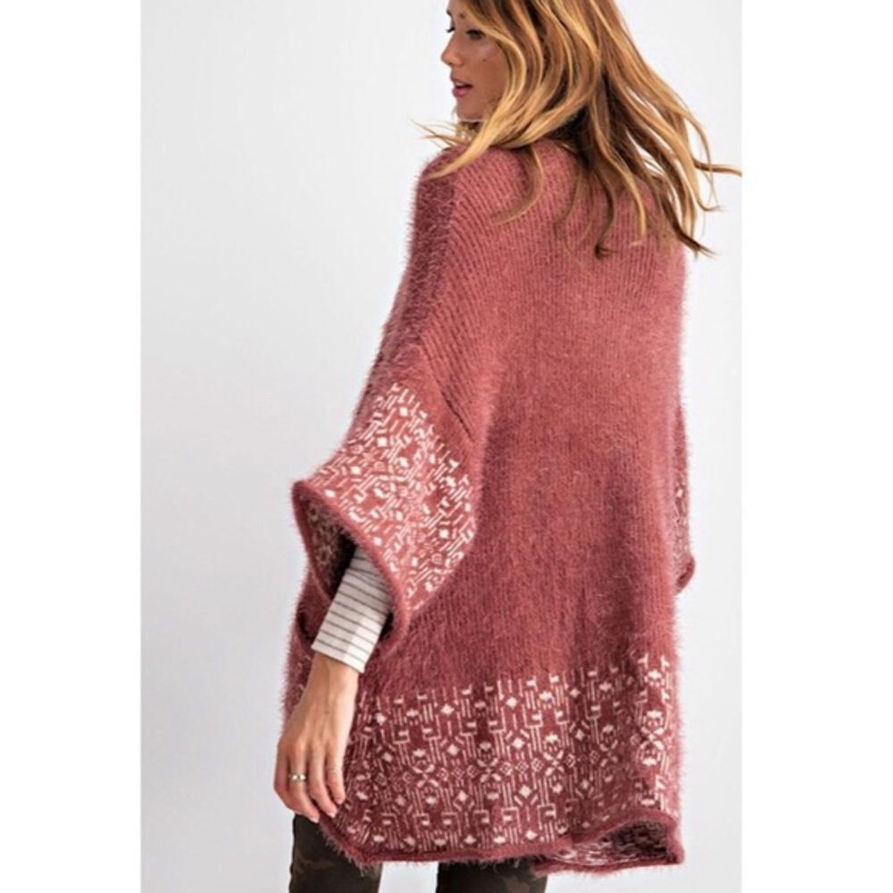 Open Long Cardigan Pocket Sweater Soft Knit Mohair M/L